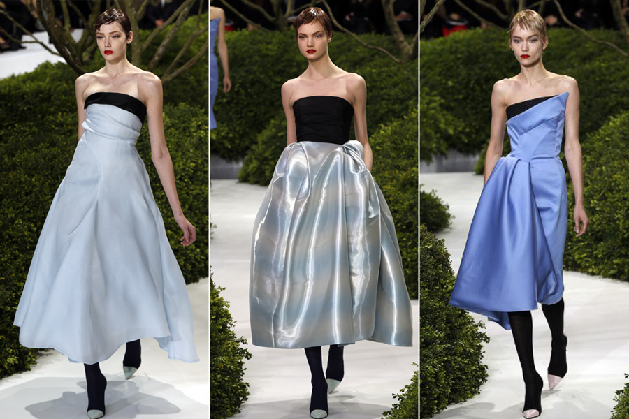 O cenário do desfile de alta-costura 2013 da Christian Dior reproduziu uma espécie de jardim secreto, que deu o tom romântico da coleção
