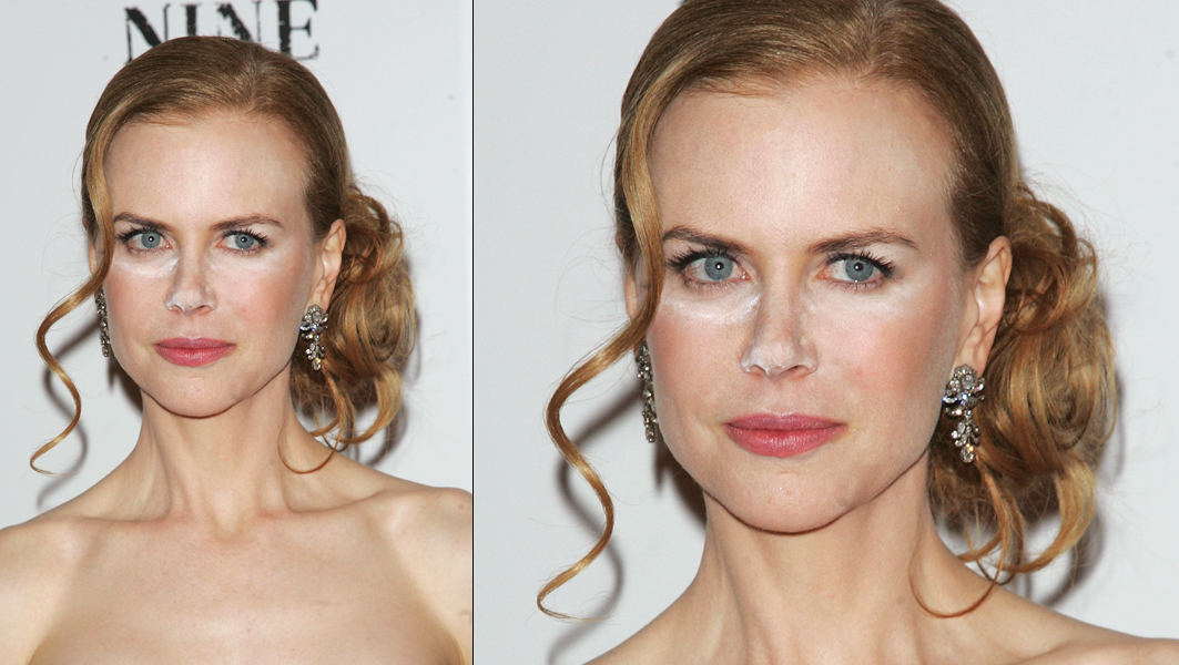 Nicole Kidman foi a precursora da tendência, ao aparecer na pré-estreia do musical "Nine" com o misterioso pó branco no rosto