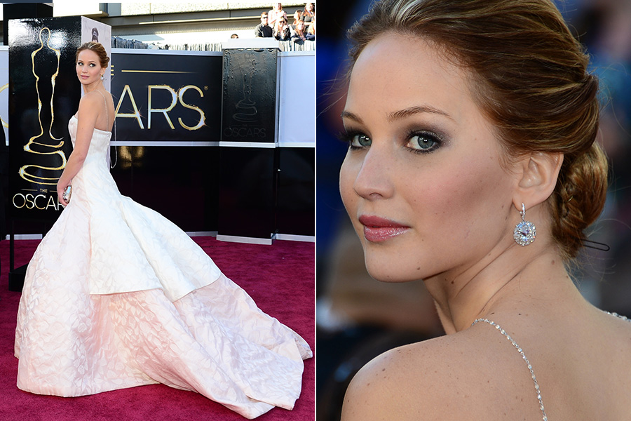Jennifer Lawrence, indicada a melhor atriz por sua atuação no filme 'O lado bom da vida', de vestido Dior