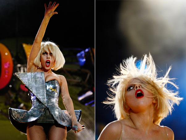 Lady Gaga apostou em um vestido futurista para a sua apresentação no festival Isle of MTV, em 2009