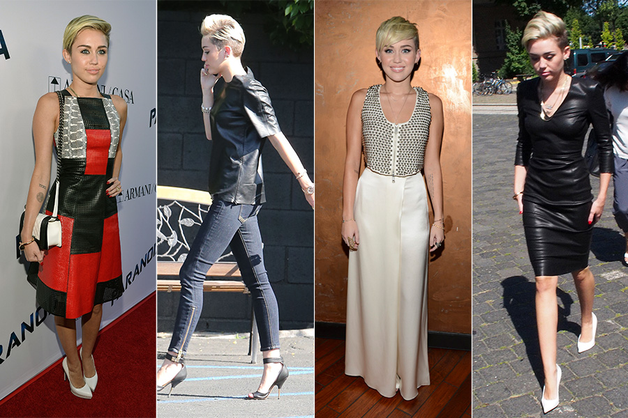 Miley Cyrus antes da recente transformação de visual, quando passou a postar em looks periguetes: peças clássicas e comportadas