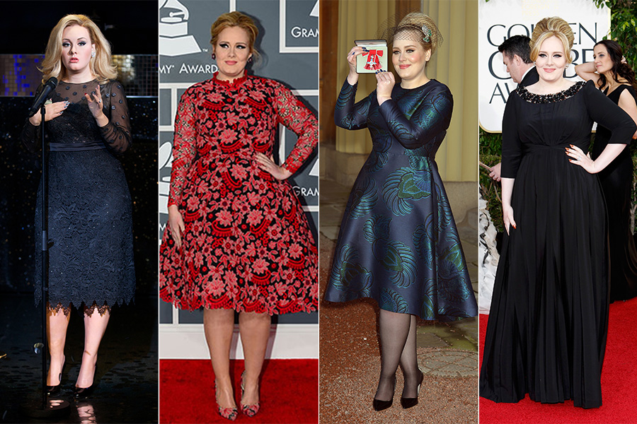 A cantora Adele não tem medo de ousar com estampas e vestidos armados