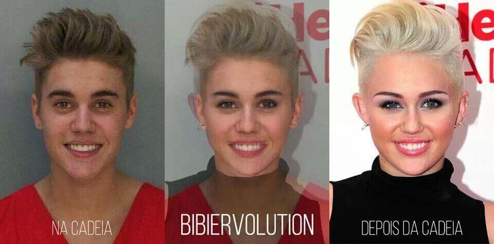 A transformação de Bieber em Miley Cyrus foi uma das montagens criadas