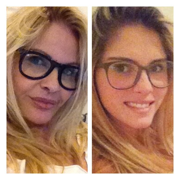 Monique e Bárbara Evans são iguaizinhas. A apresentadora até postou esta foto imitando a filha de óculos para provar a semelhança