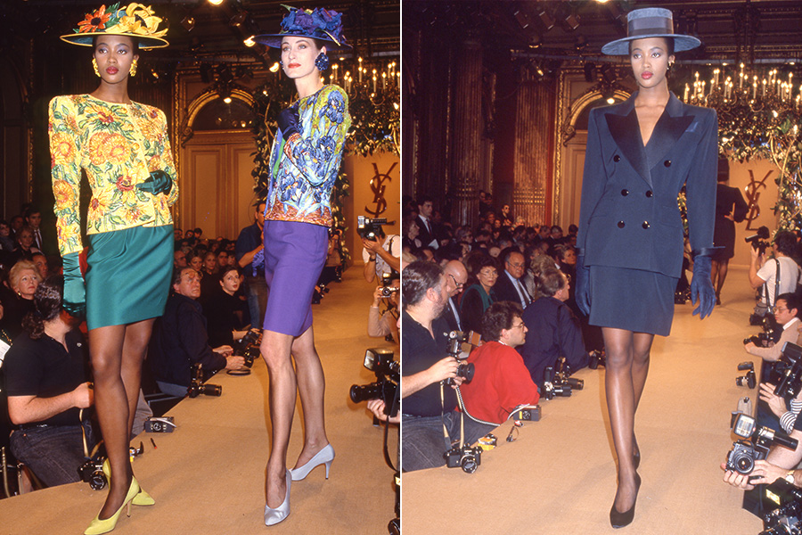 Naomi Campbell foi descoberta aos 15 anos, quando andava na rua, em Londres. Três anos depois, a modelo já era uma das queridinhas do estilista Yves Saint Laurent (acima)