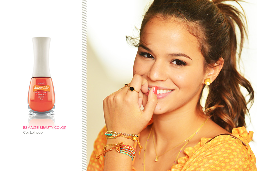  Em "Em família", Bruna Marquezine, a Luiza, usa esmalte em tom laranja, da Beauty Color. A cor é Lollipop