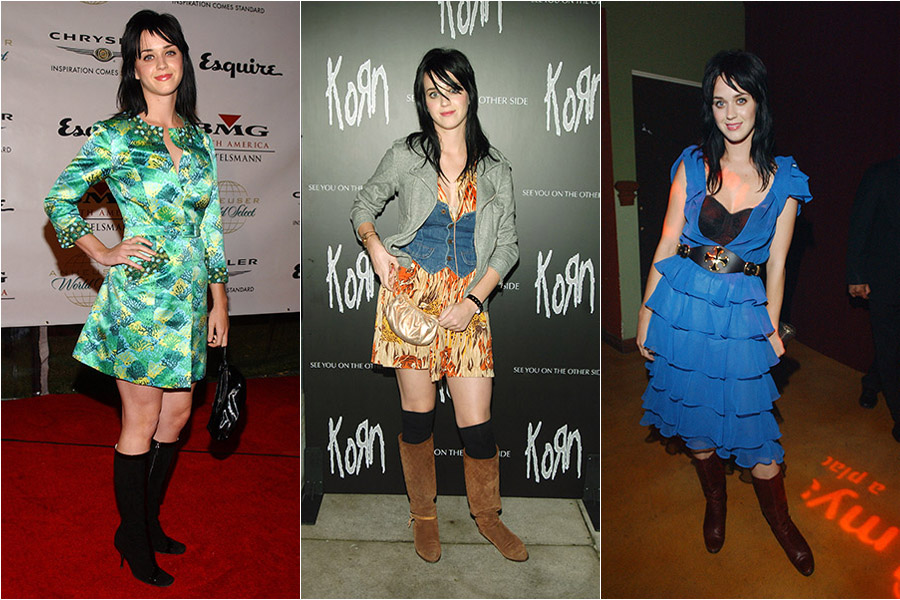 Em 2006, antes de fazer sucesso, Katy Perry não tinha a menor noção de estilo. A cantora adorava usar peças descombinadas e modelitos desastrosos, além de ter uma preferência por botas de cano alto