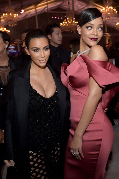 Kim Kardashian e Rihanna em evento em Los Angeles, nos Estados Unidos