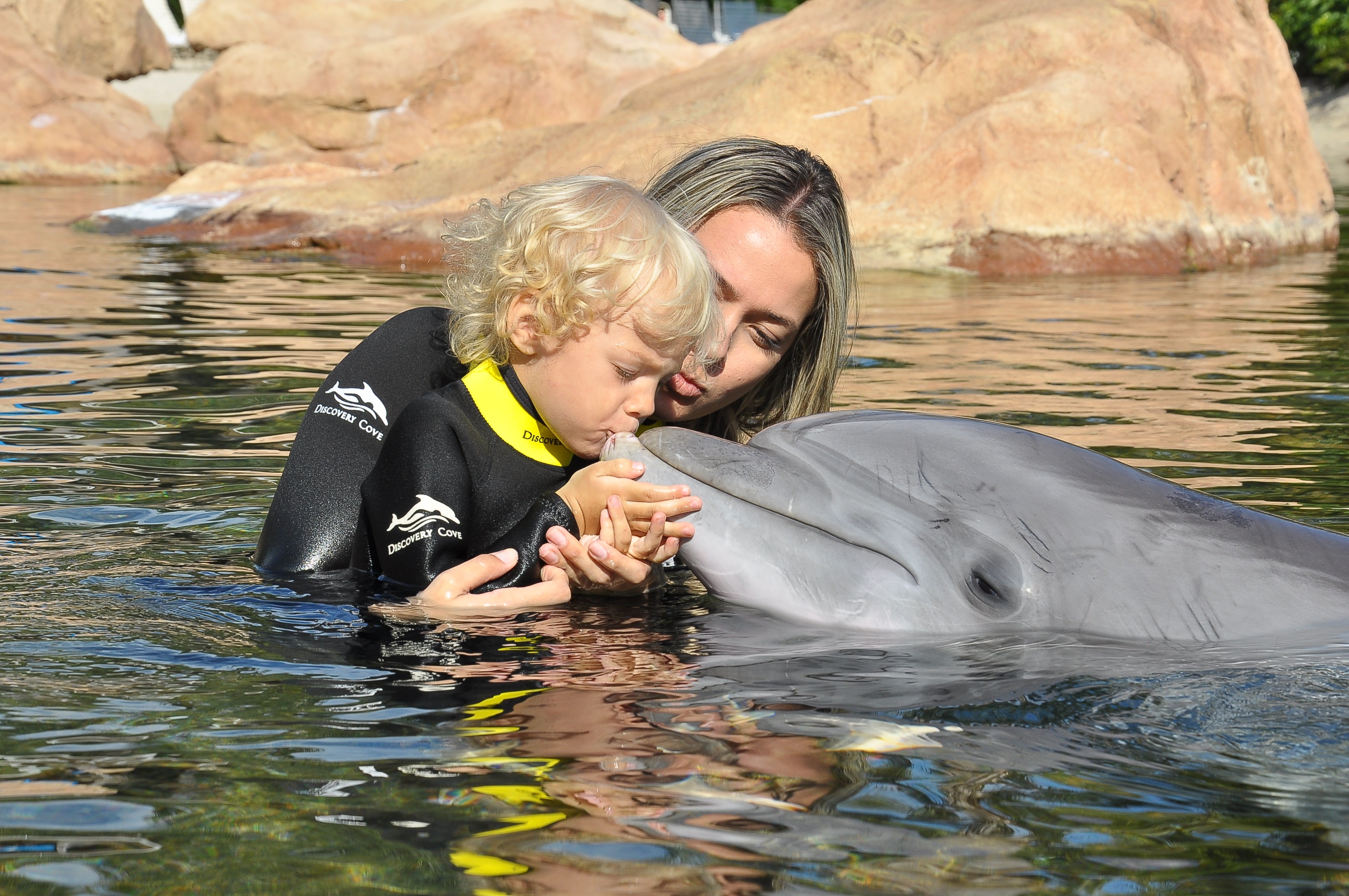 Carol contou que Davi Lucca não queria sair de dentro do tanque do golfinho: "Adorou!", disse ela