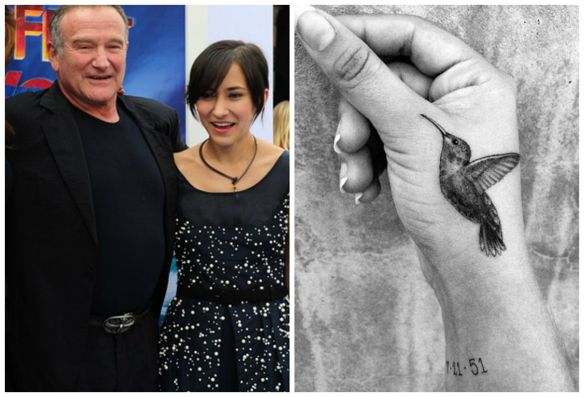 Dois meses após a morte do ator Robin Williams, sua filha Zelda Williams tatuou um beija-flor na mão direita com a data de nascimento de Robin no pulso