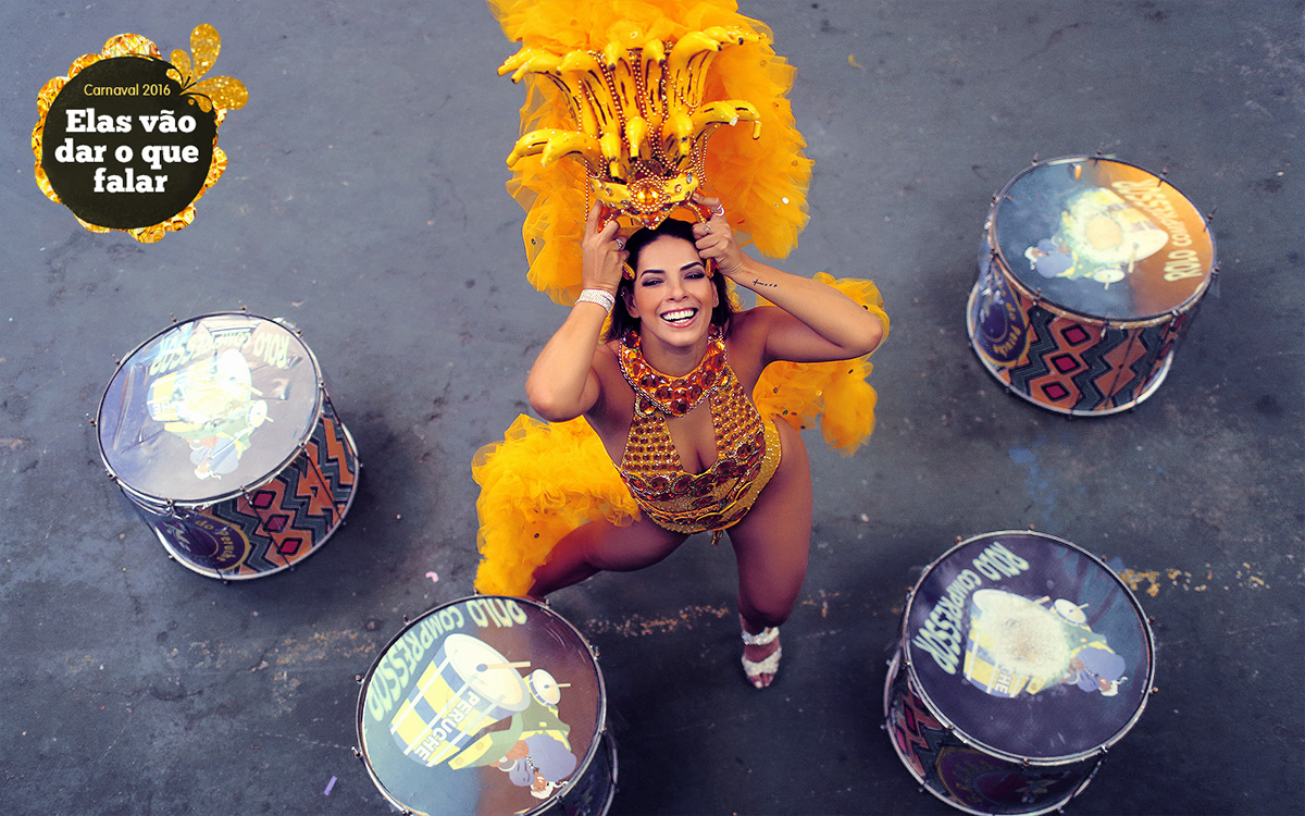Nuelle Alves pode dizer que conquistou o cargo de madrinha de bateria da escola de samba paulistana Unidos do Peruche
