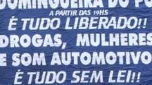 Cartaz chama para festa regada a drogas em Santa Luzia. (Foto: Reprodução TV Globo)