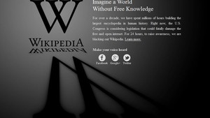 Página inicial da Wikipédia exibe a mensagem: "Imagine o mundo sem conhecimento livre" (Foto: Reprodução)