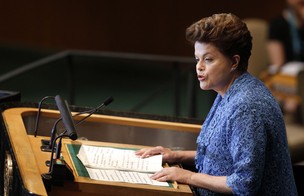 A presidente Dilma Rousseff, durante discurso de abertura da 66ª Assembleia Geral das Nações Unidas, em Nova York. (Foto: AP)