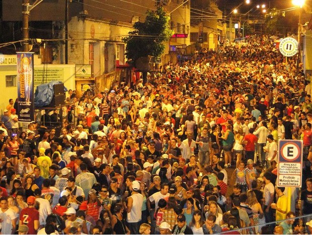 Multidão curte o carnaval no trio elétrico Batatão em Taquaritinga, SP (Foto: Leandro Mira)