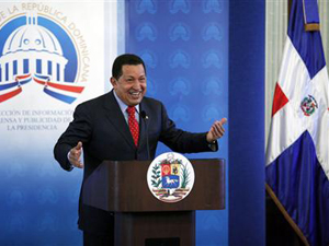 Hugo Chávez discursa em Santo Domingo no último dia 9 de maio