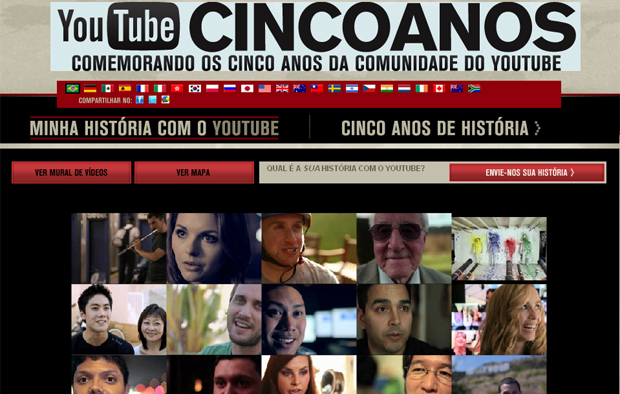 Canal comemorativo convida internautas a contarem suas  histórias com o YouTube.