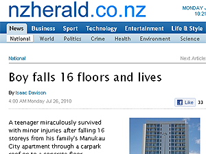 Site do 'The New Zealand Herald' descreve fato como um 'milagre'.