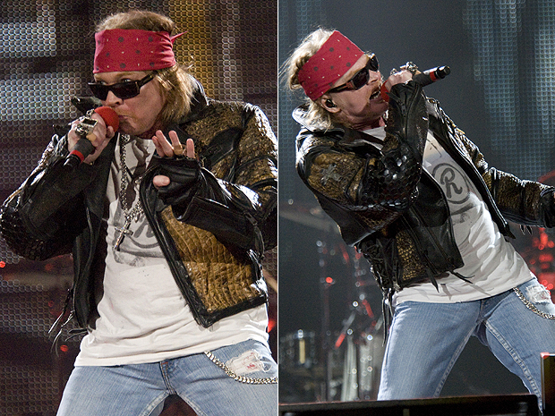 O líder dos Guns N' Roses Axl Rose canta em show realizado na manhã deste sábado (14) no festival Rock and Rev, no estado da Dakota do Sul. A apresentação marcou o fim de um 'jejum' de quatro anos do grupo em shows nos Estados Unidos.