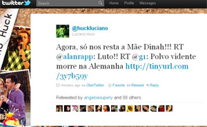 O apresentador Luciano Huck comentou a morte do polvo vidente no Twitter.