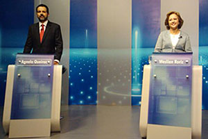 Debate reúne Agnelo e Weslian (Lucia Mollo/TV Globo)