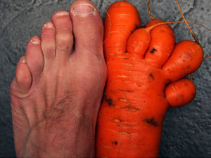 Britânico encontra cenoura que lembra o formato de um pé (Reprodução)