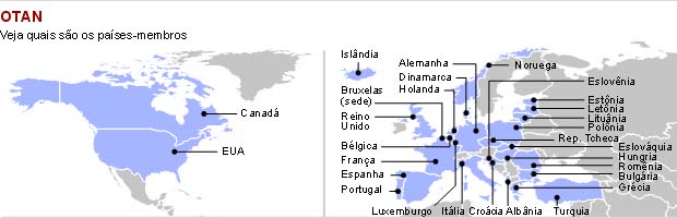 Mapa mostra os integrantes da aliança.