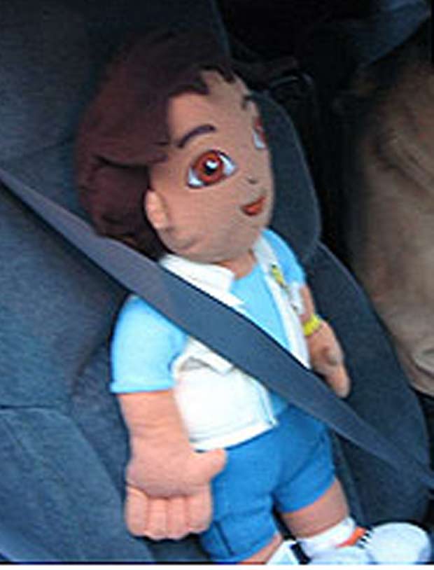 Boneco de Diego usado pelo motorista. 
