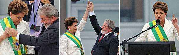Dilma é empossada e recebe faixa de Lula (Rede Globo/Reprodução)