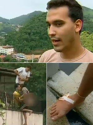 Daniel Cavalcante machucou o pé ao resgatar dona Ilair