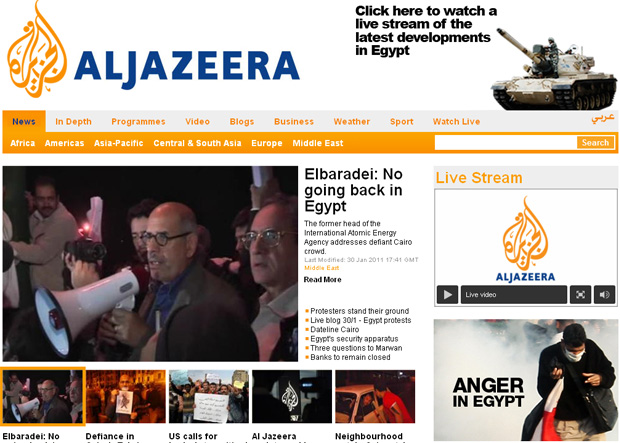Site da Aljazeera em inglês