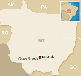 Mapa mostra localização de Várzea Grande (MT)