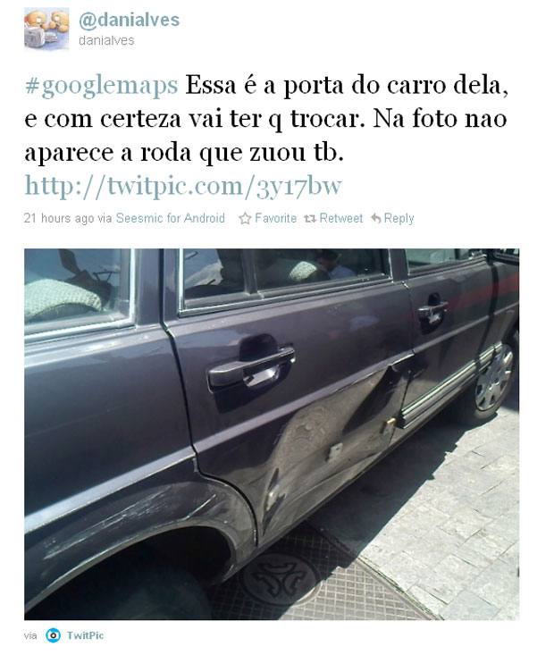 Carro de envolvida no acidente com veículo do Street View  (Foto: Divulgação)
