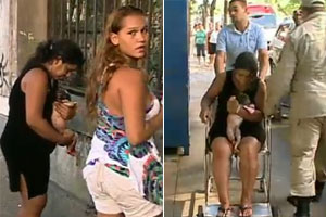 grávida tem bebê em calçada de hospital (Foto: Reprodução/TV Globo)