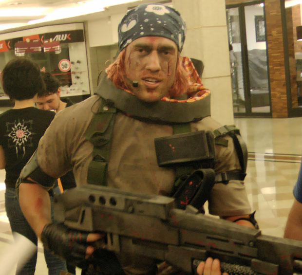 Personagem do exército ISA, de 'Killzone 3', em evento em São Paulo (Foto: Gustavo Petró/G1)