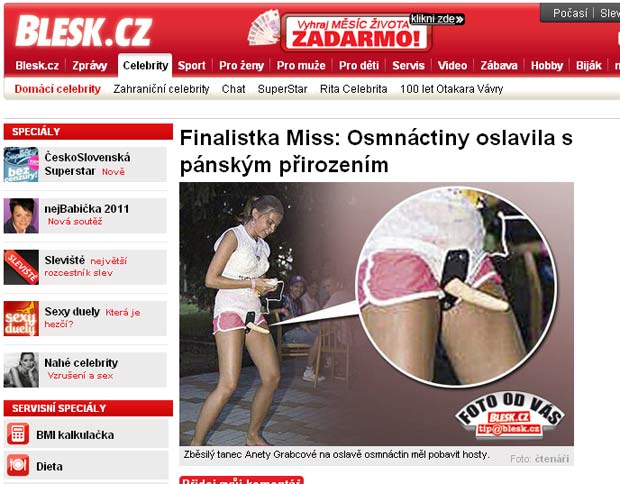 Brincadeira com brinquedo sexual gera polêmica no concurso Miss República Tcheca. (Foto: Reprodução)