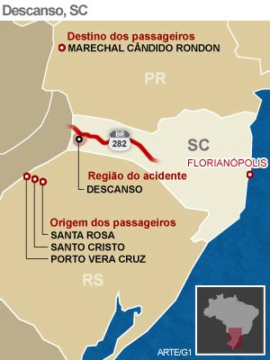 Acidente em Santa Catarina mata mais de 20 pessoas (Foto: Editoria de Arte/G1)
