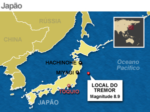 mapa terremoto japao (Foto: Arte G1)