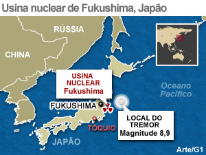 mapa usina fukushima (Foto: Arte G1)