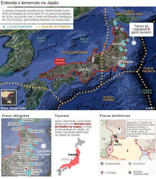 VALE ESTE MAGNITUDE REVISADO - Entenda o terremoto no Japão (Foto: Arte/G1)
