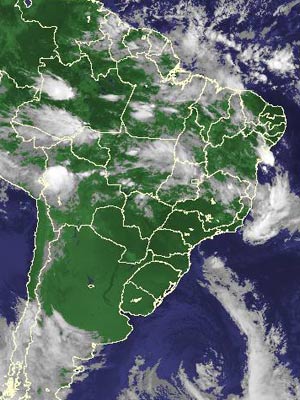 Imagem de satélite de segunda-feira (14) (Foto: Reprodução/Cptec/Inpe)