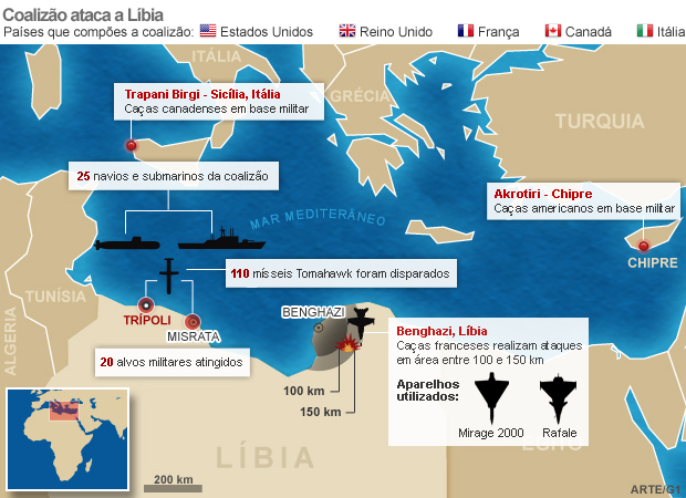 mapa guerra líbia versao 4 (Foto: Arte G1)