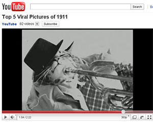 Equipe do YouTube reproduziu 'memes' modernos com visual de 1911 (Foto: Reprodução/YouTube)