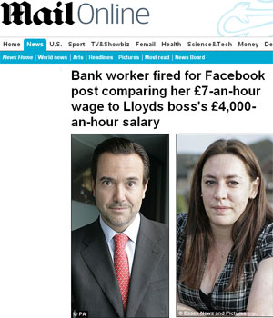 Funcionária de banco no Reino Unido é demitida após criticar salário de chefe no Facebook (Foto: Reprodução/Mail Online)