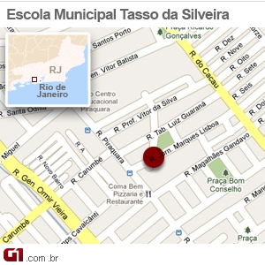 Mapa da escola Tasso da Silveira, em Realengo (Foto: Arte/G1)