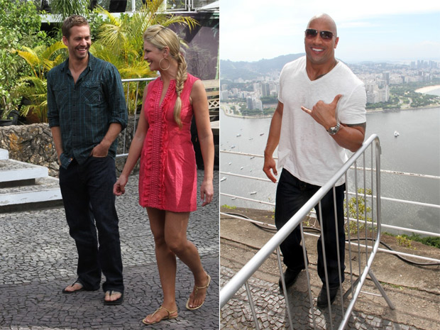 Paul Walker e The Rock também visitaram o ponto turístico no Rio de Janeiro (Foto: Dilson Silva/AgNews)