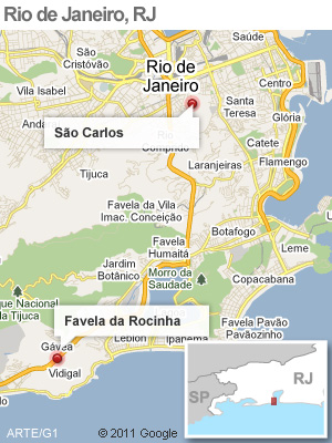Mapa operação da polícia na Rocinha, no RJ  (Foto: Arte G1)