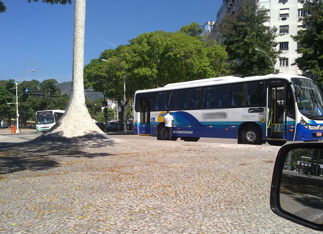 Internauta fotografa motorista urinando em roda de ônibus, na Avenida Presidente Antônio Carlos (Foto: M.F./VC no G1)