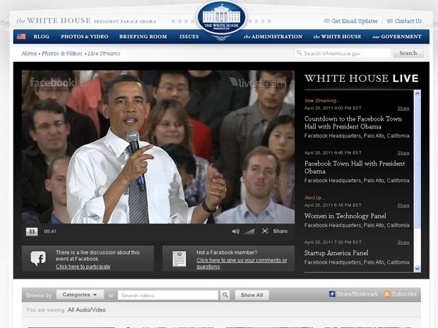 Encontro de Obama com Zuckerberg foi transmitido ao vivo pela internet (Foto: Reprodução)