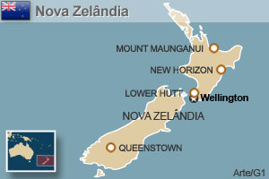 mapa nova zelândia (Foto: Arte/G1)
